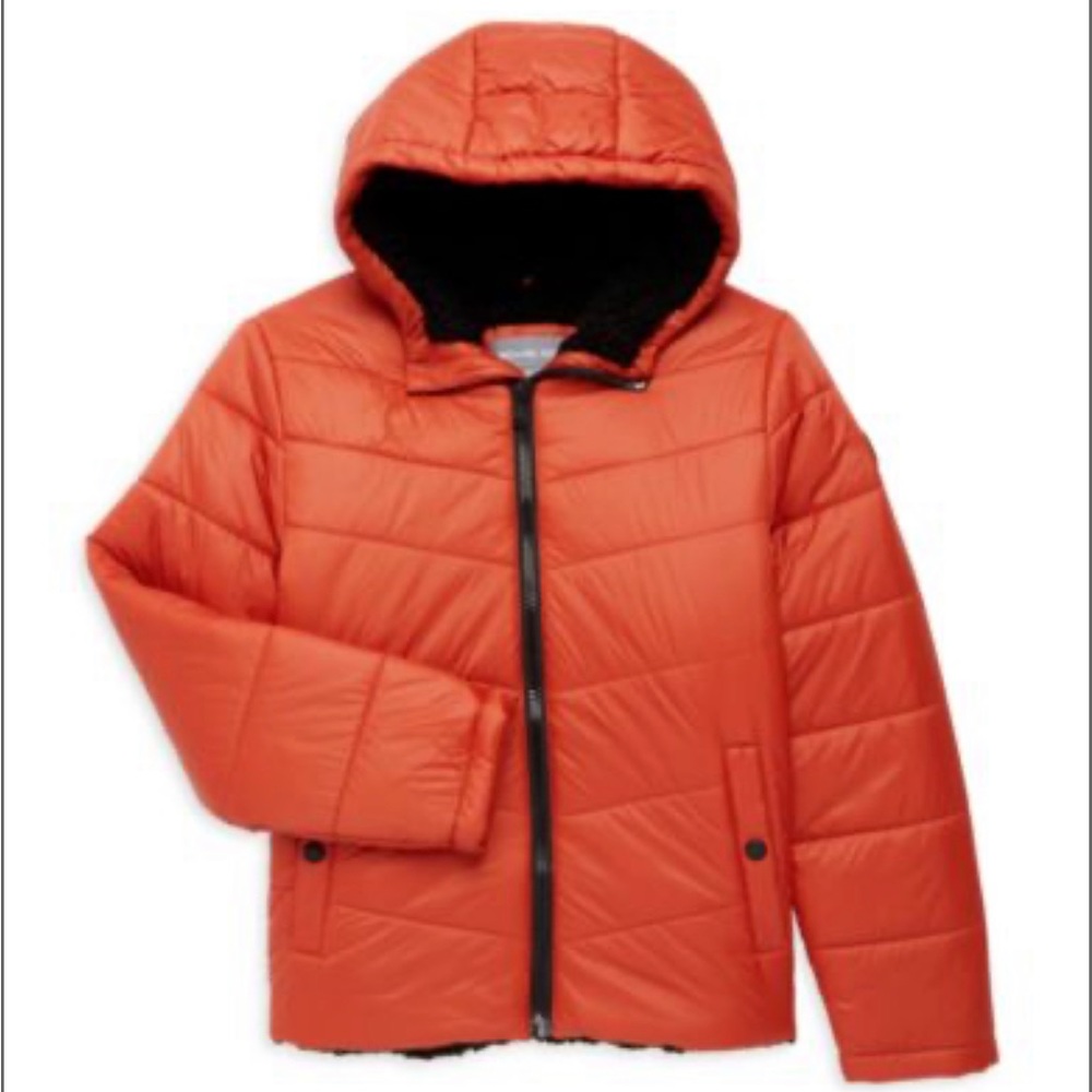 Michael Kors Boy's Faux Fur Hooded Puffer Jacket Size 10/12